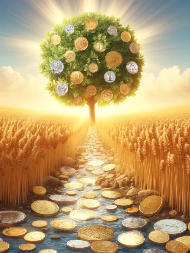 DALL·E 2024-04-25 16.07.09 - A symbolic representation of financial prosperity featuring a serene landscape with a vibrant, flourishing tree at the center, surrounded by golden wh