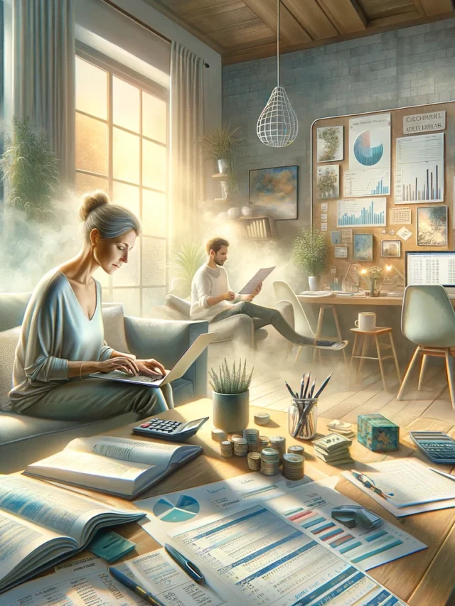 DALL·E 2024-04-29 16.45.27 - A detailed, realistic painting representing ways to control emotional spending. The image features a serene living room setting with soft natural ligh