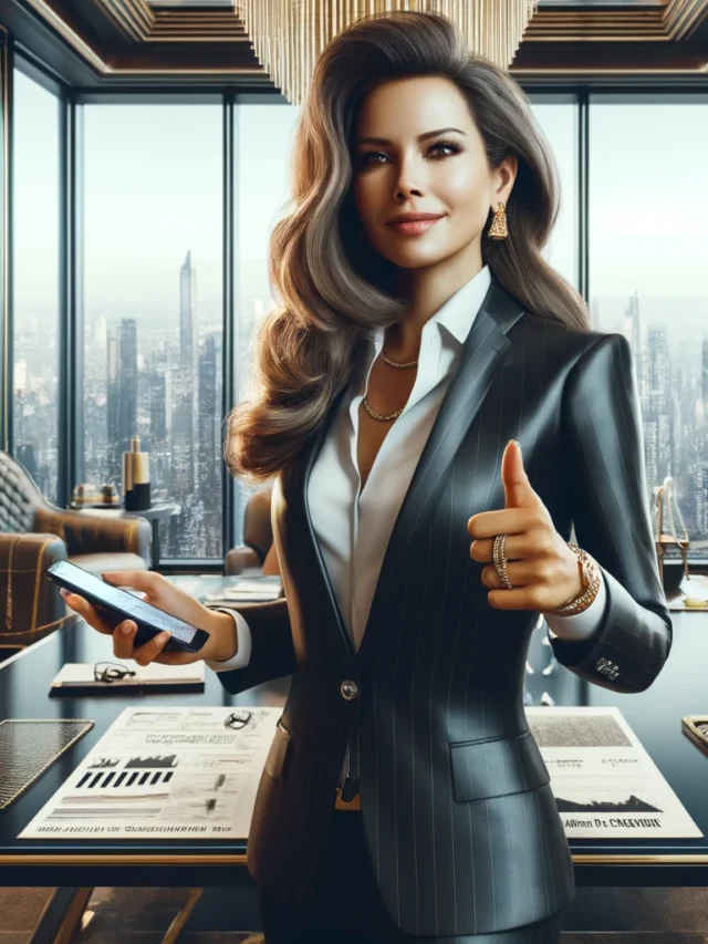 DALL·E 2024-05-03 13.33.24 - A hyper-realistic and sensational image depicting a woman experiencing immense financial success. The image features a professional, middle-aged woman