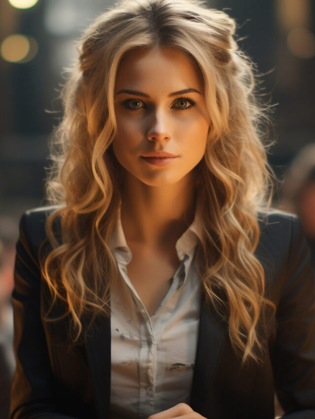 Young woman sitting outdoors, looking at camera, smiling with confidence generated by AI